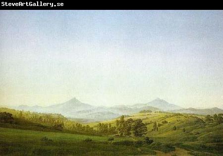 Caspar David Friedrich Bohemian Landscape with the Milesovka